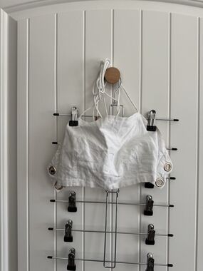 Sabo Top White Eyelet Crop Top with Gold Hardware